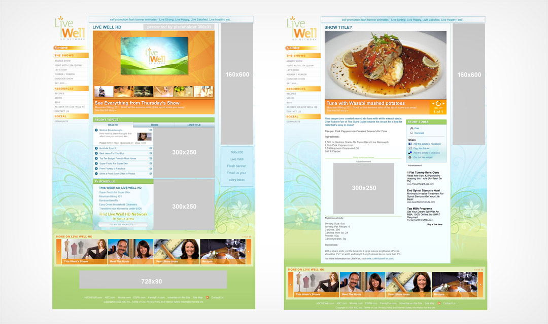 Wireframes of the 3 sizes
