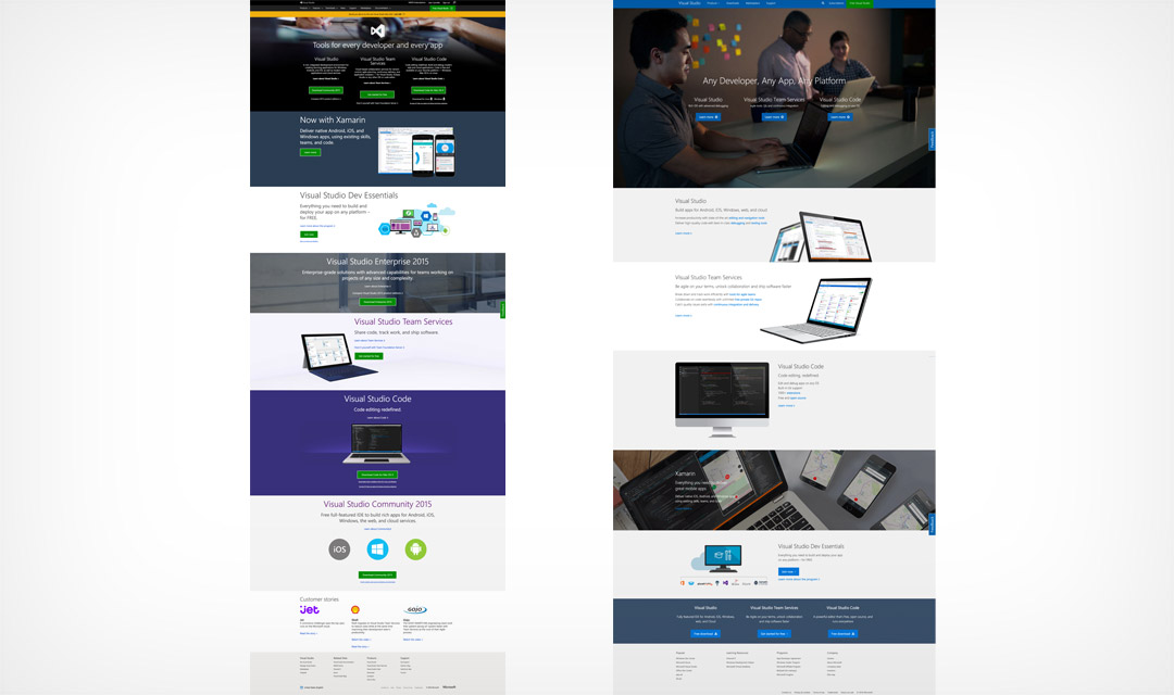 Old and new homepage